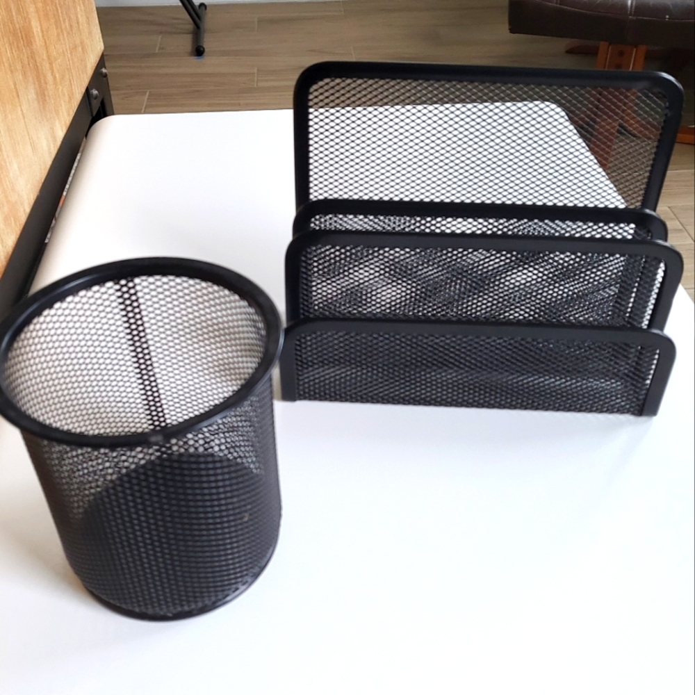 Three slot letter holder & pen holder